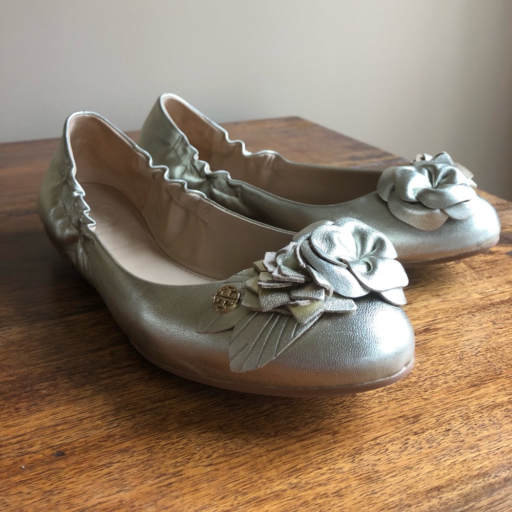 Tory Burch metallic gold ballet flats